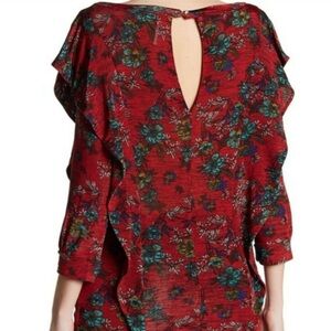 Free People Floral Ruffle Top